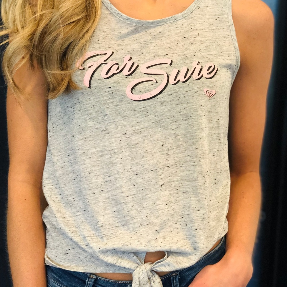 Roxy, Heather Gray “For Sure” Tank, Size Small